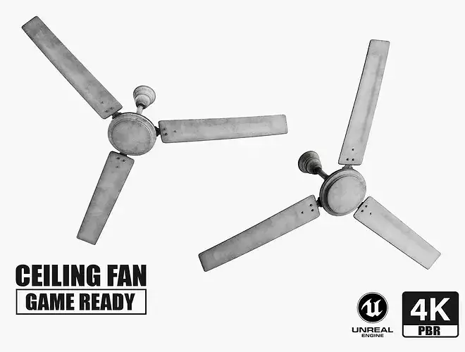 Heavy Housing 3B Ceiling Fan - 6 Texture Variants Game Ready