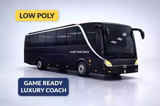 city  Coach Bus  Low Poly Game Ready