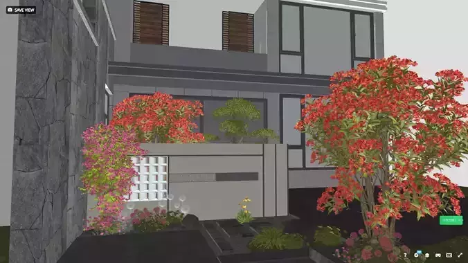 High Precision Villa Courtyard Entrance Bundle Building Scenic 3D model