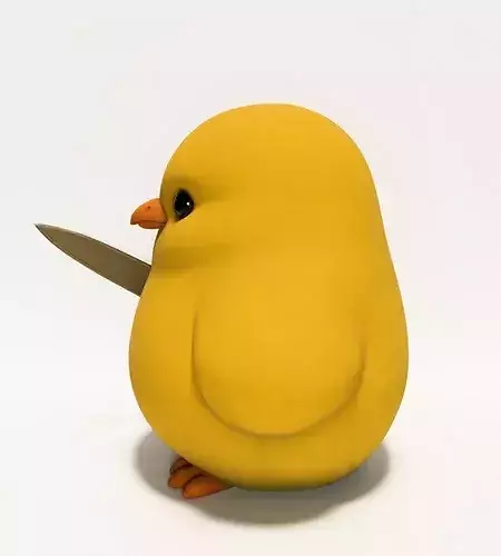 Chick with a Knife Cute but Deadly Nugget toy 3D print model 7