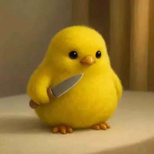 Chick with a Knife Cute but Deadly Nugget toy 3D print model