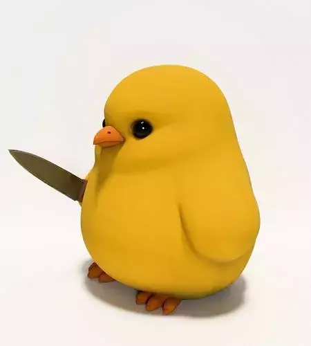 Chick with a Knife Cute but Deadly Nugget toy 3D print model 5