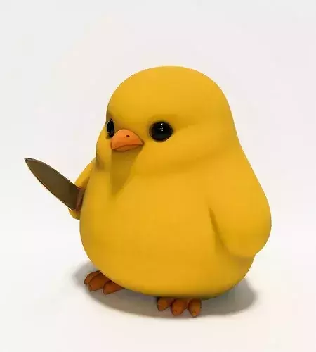 Chick with a Knife Cute but Deadly Nugget toy 3D print model 4