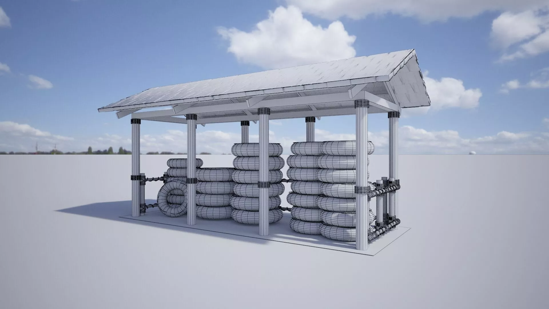 Tropical Water Park Kiosk for Floating Stuffs 3D model