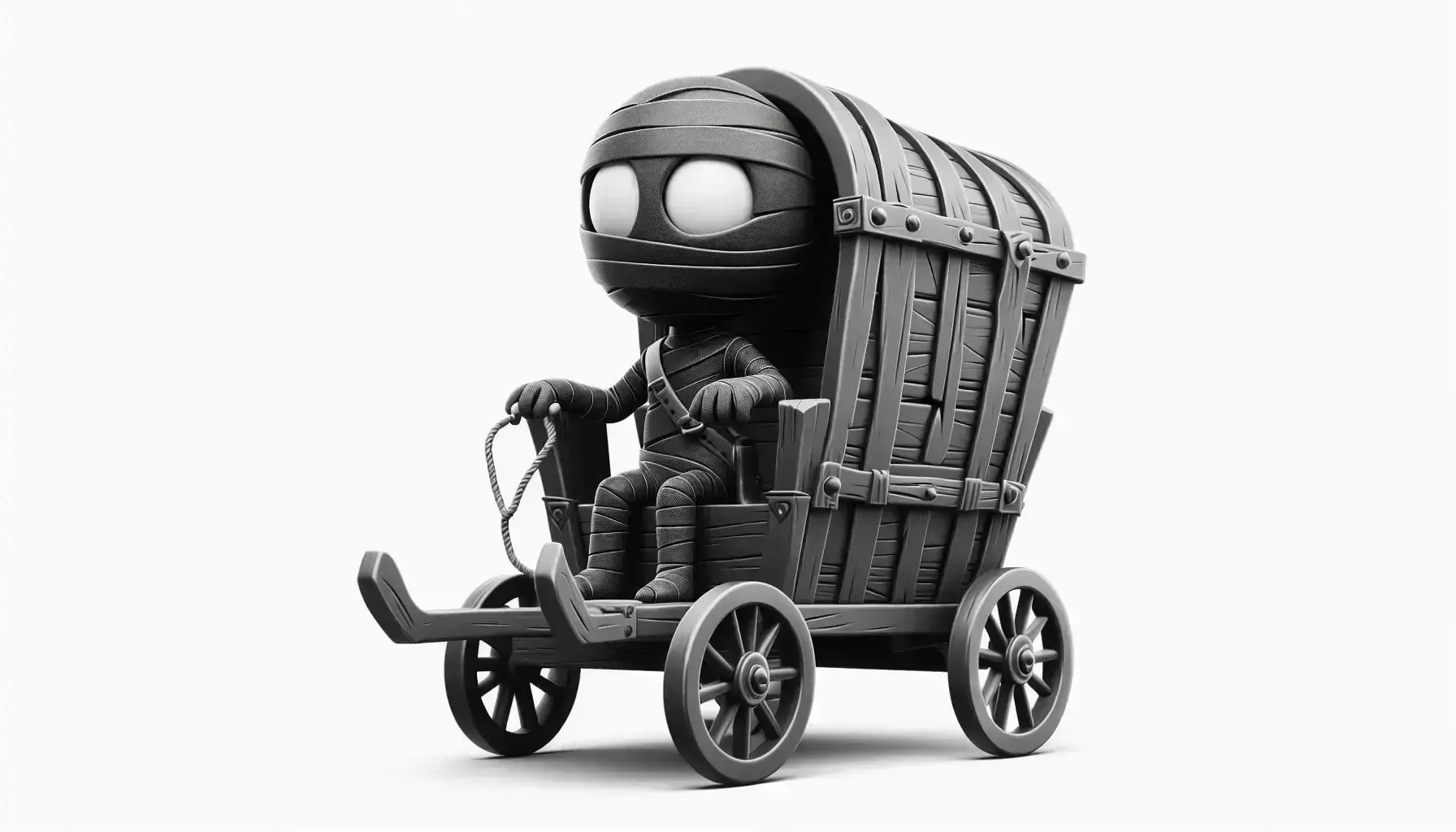 Egyptian Mummy in Wooden Cart 3D print model