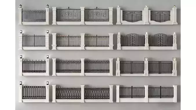 Modern European-style wall 3D model