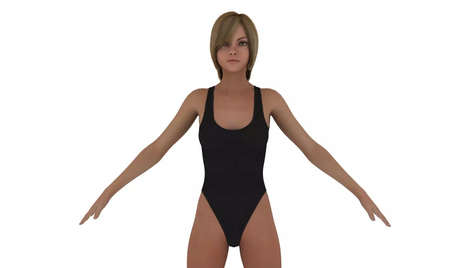 Realistic girl swimming sports dress model 3D model