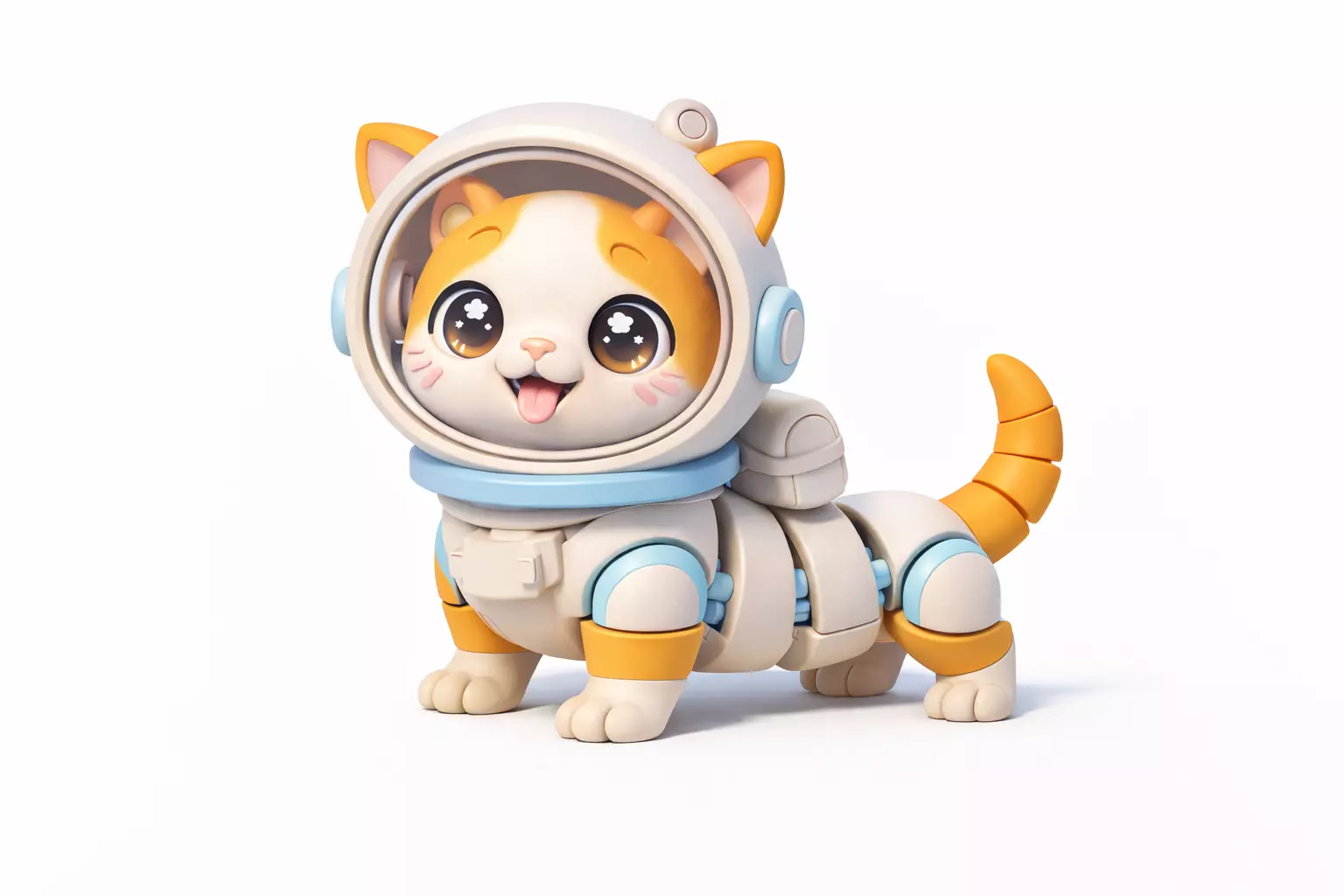 Kawaii Flexi Astronaut Cat Articulated Cute Space Print Model 3D print model