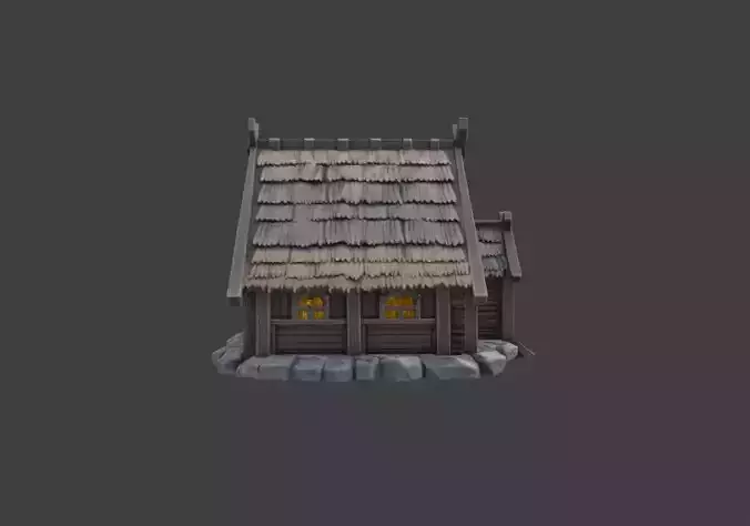 Viking Longhouse Low-poly 3D model 5