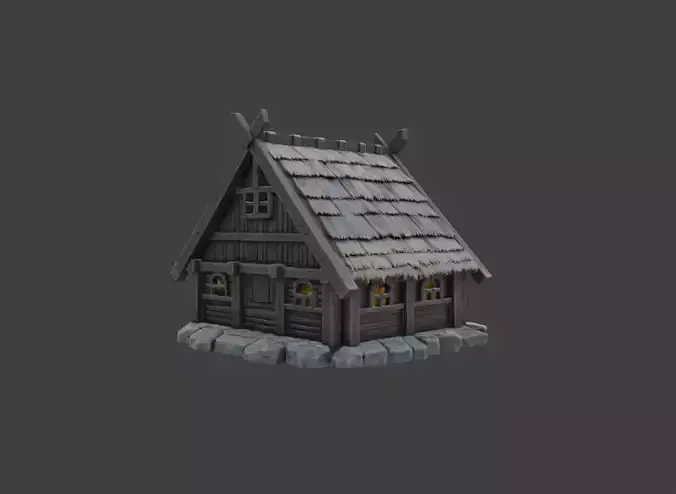 Viking Longhouse Low-poly 3D model 6