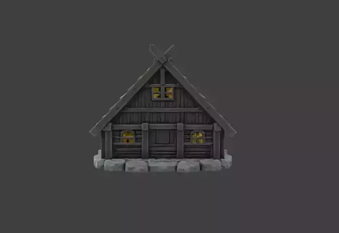 Viking Longhouse Low-poly 3D model 7