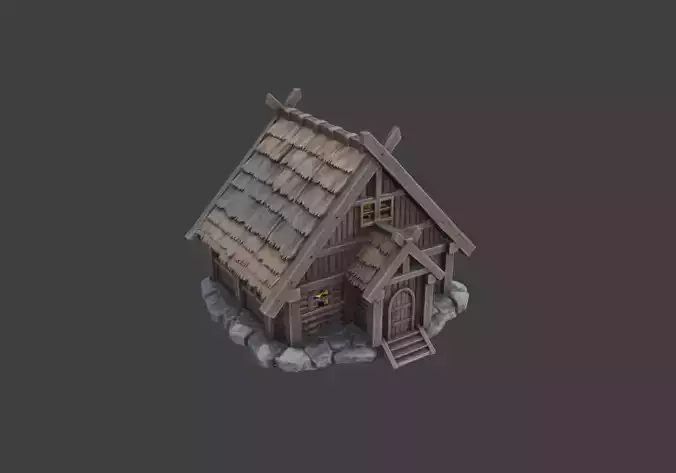 Viking Longhouse Low-poly 3D model 2