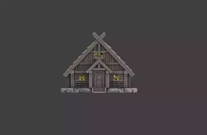 Viking Longhouse Low-poly 3D model 3