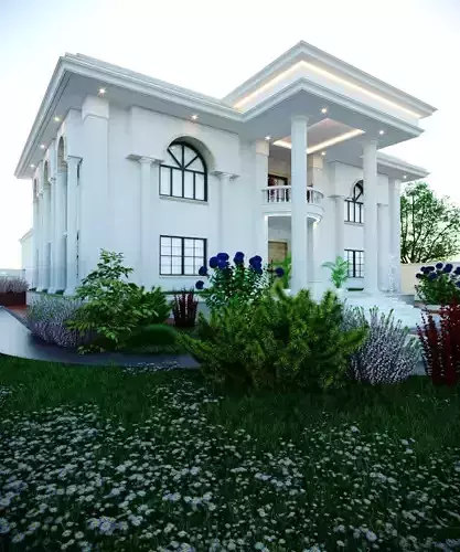 3D Architectural Model Luxury Classical Villa  High-Quality Low-poly 3D model 5