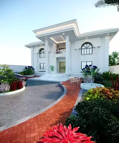 3D Architectural Model Luxury Classical Villa  High-Quality Low-poly 3D model 2