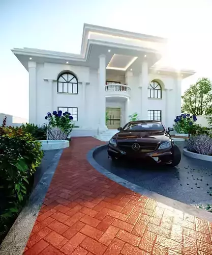 3D Architectural Model Luxury Classical Villa  High-Quality Low-poly 3D model 6