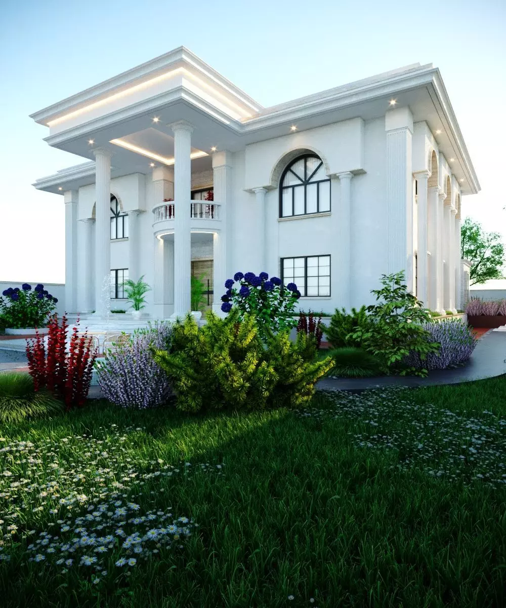 3D Architectural Model Luxury Classical Villa High-Quality Low-poly 3D model