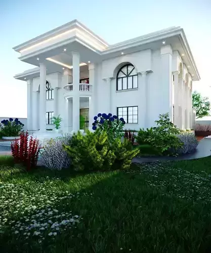 3D Architectural Model Luxury Classical Villa  High-Quality Low-poly 3D model
