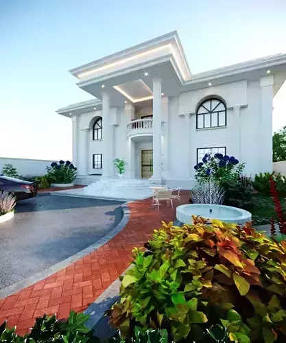 3D Architectural Model Luxury Classical Villa  High-Quality Low-poly 3D model 7