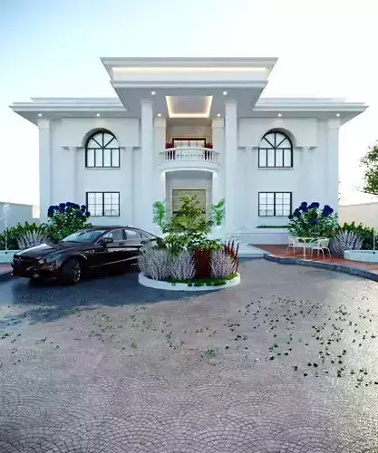 3D Architectural Model Luxury Classical Villa  High-Quality Low-poly 3D model 4