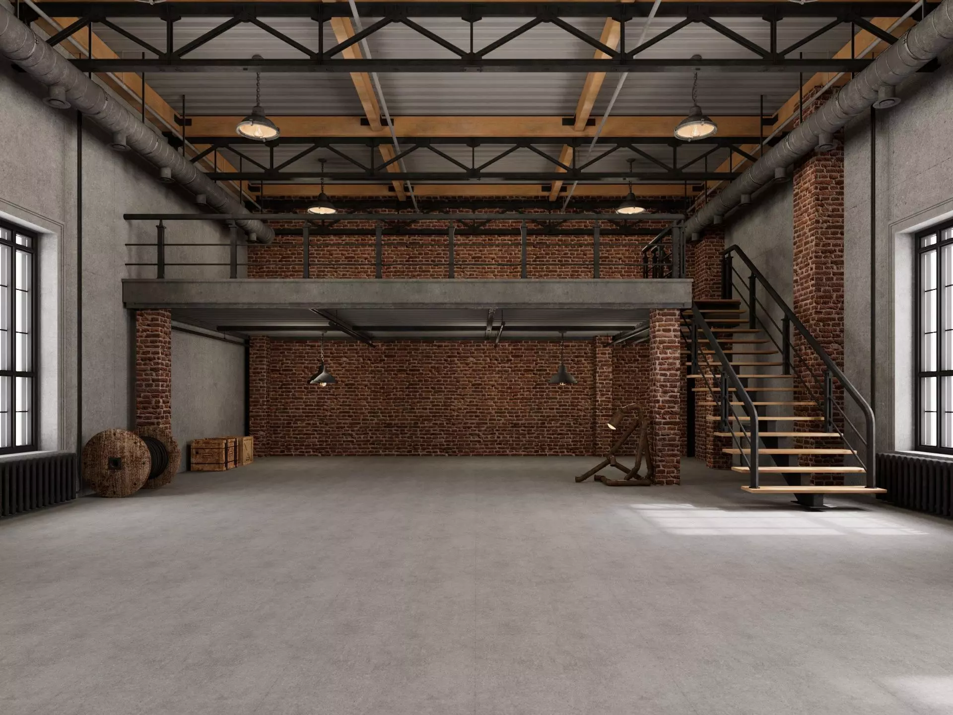 Warehouse industrial loft home office 3 3D model
