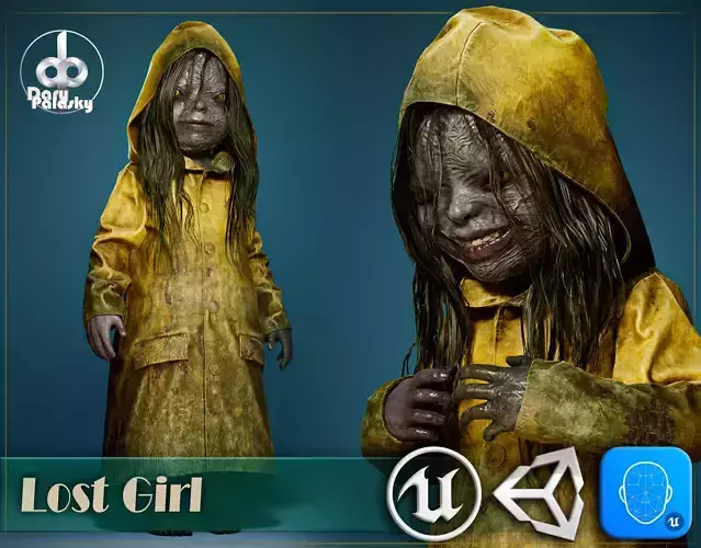 Lost Girl - Game ready character Low-poly 3D model