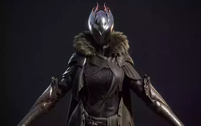 Frost Sentinel Base Mesh Detailed Rigged Female Knight