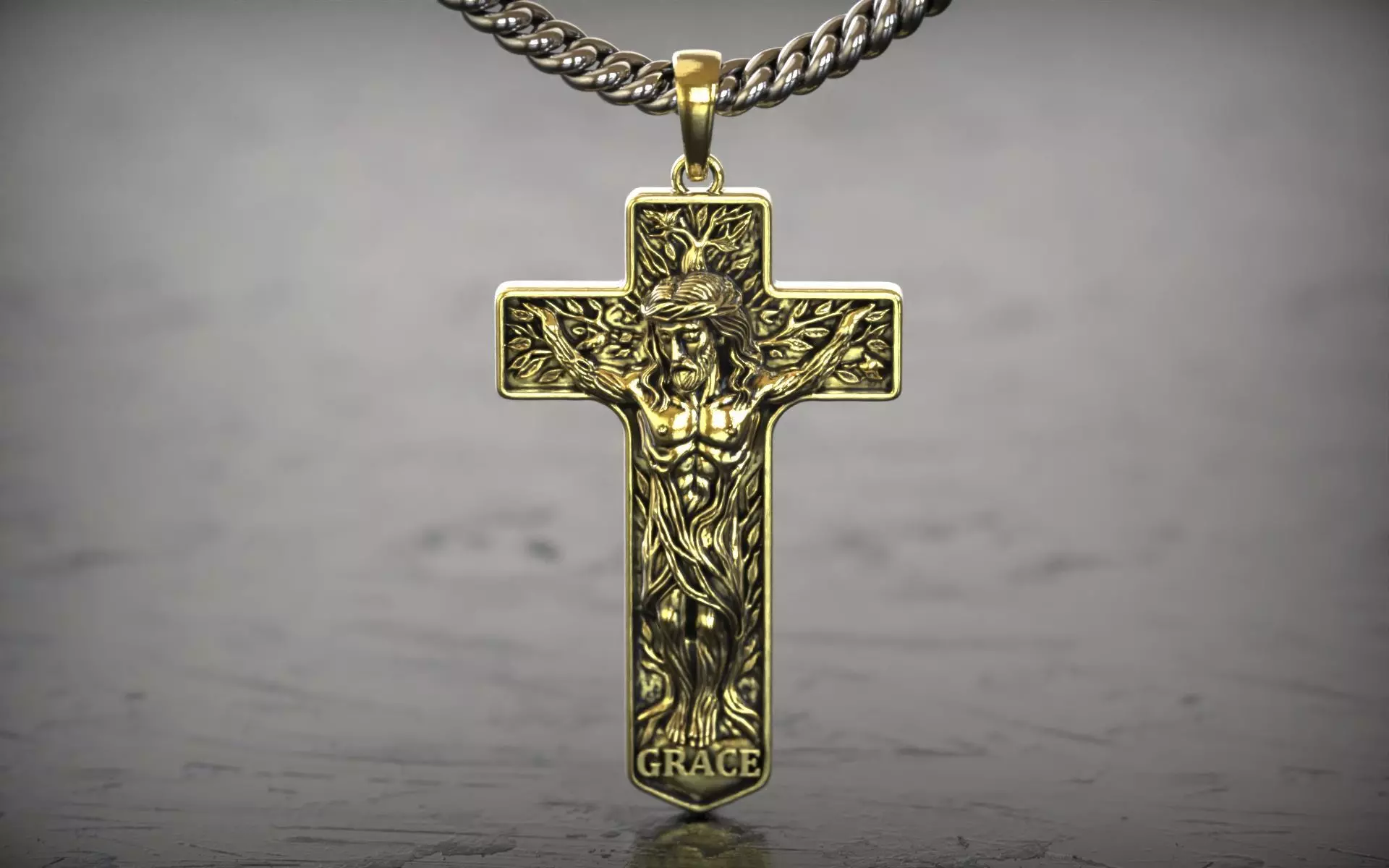 Jesus Christ Tree Crucifix Pendant 3D print model
