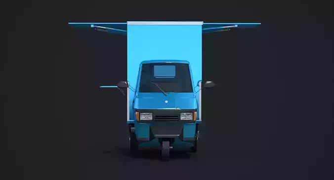 Piaggio Ape 50 Food Cart 3D model 7