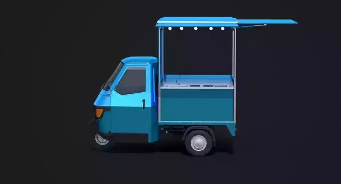 Piaggio Ape 50 Food Cart 3D model 2