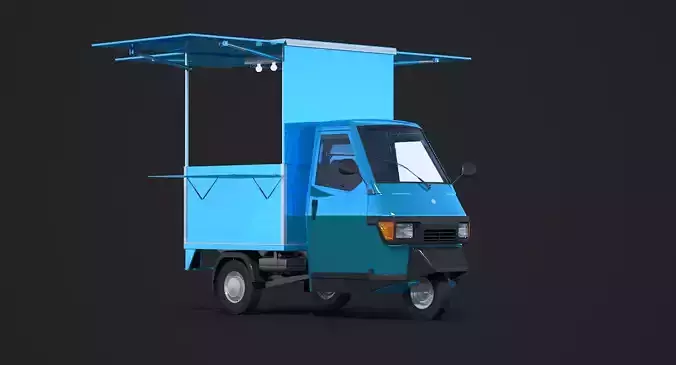 Piaggio Ape 50 Food Cart 3D model 6
