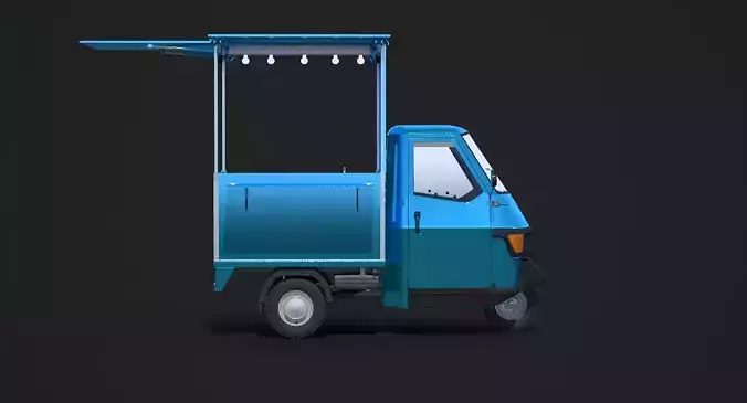 Piaggio Ape 50 Food Cart 3D model 5
