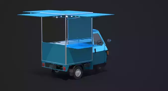 Piaggio Ape 50 Food Cart 3D model 4