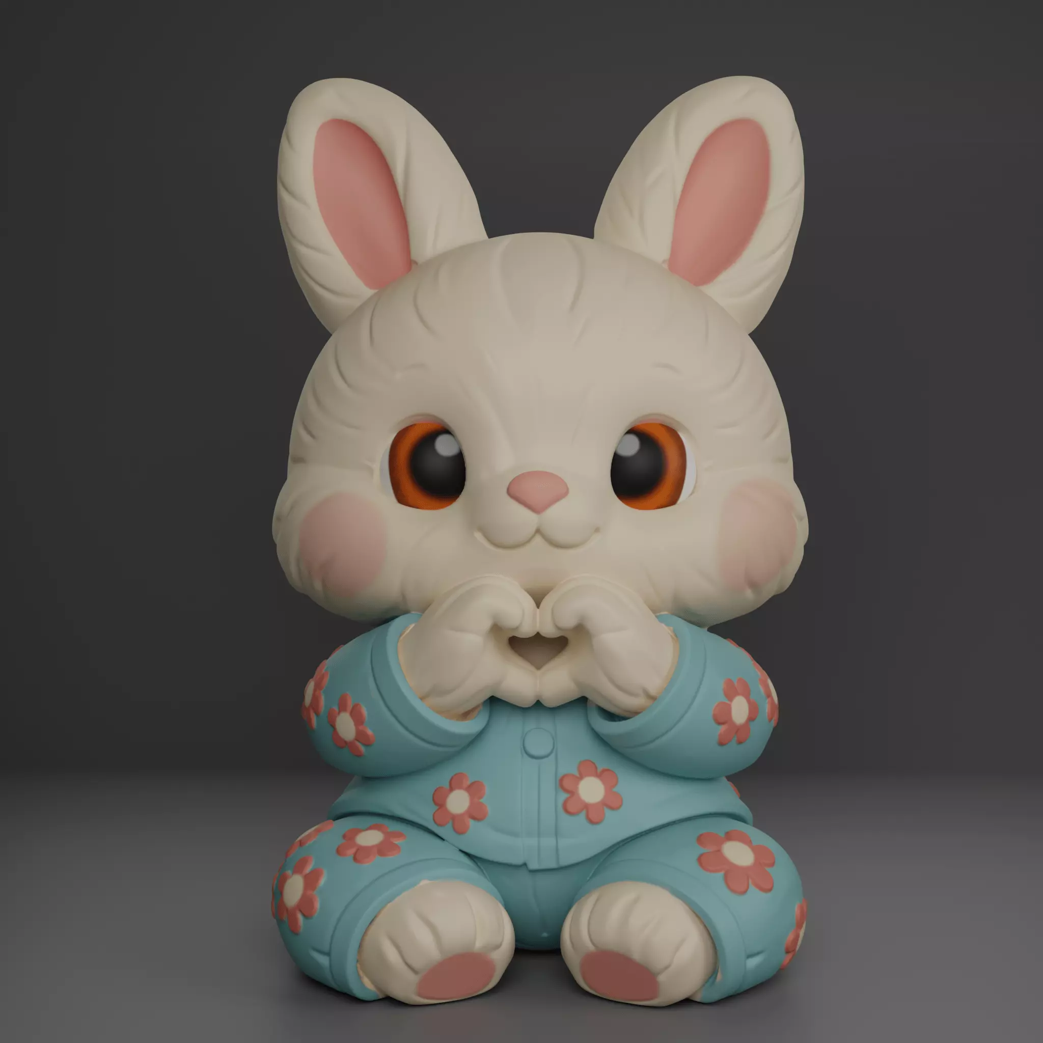 Cute Heart Hands Bunny Desk Buddy STL 3D Printable Model 3D print model