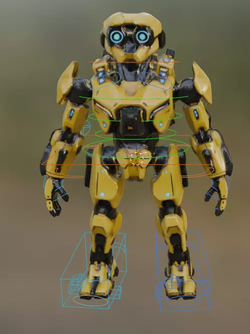 Sci Fi Combat Robot Fully Rigged and 9 Pro Animations Game Ready Low-poly 3D model