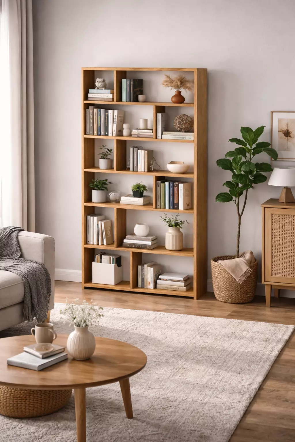 Modern Asymmetrical Bookshelf CNC Ready DWG PDF DIY Plans 3D model