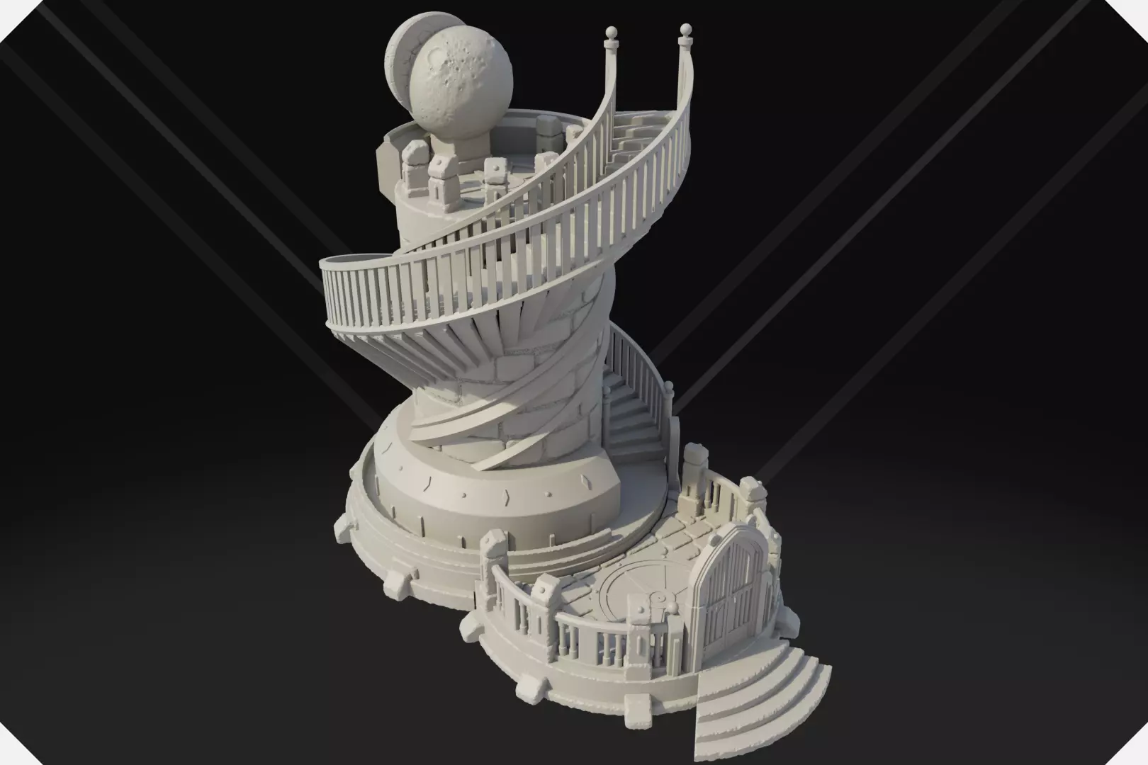 Lunar Steps Dice Tower for Tabletop RPGs and Board Games 3D print model