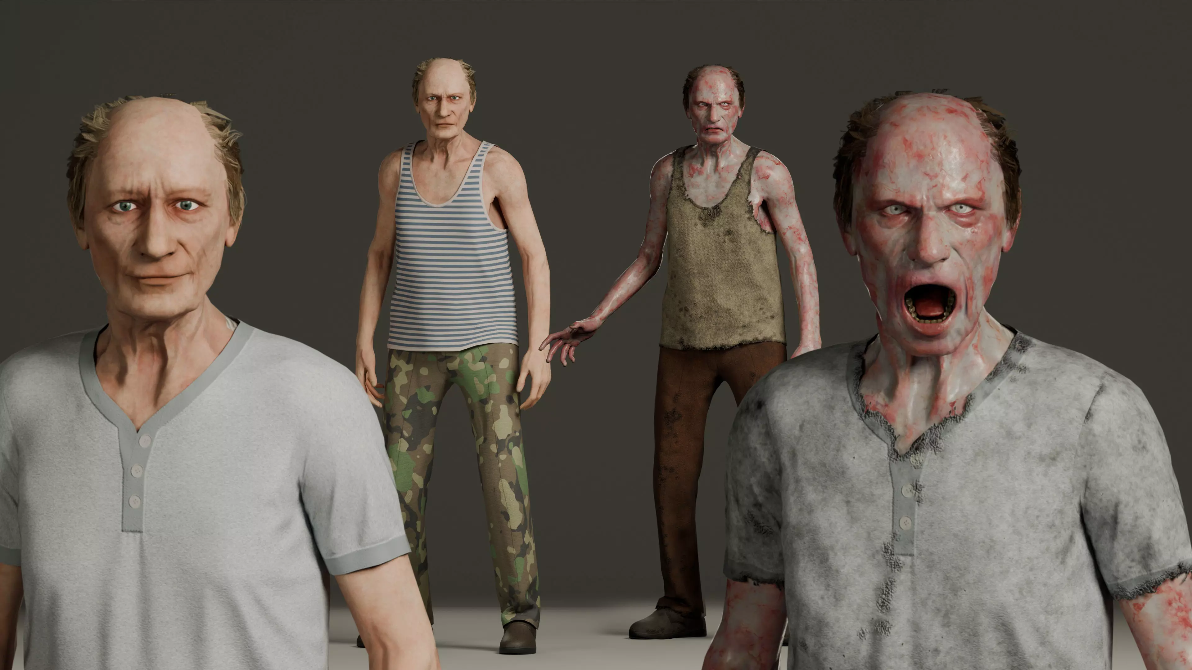 Grandfather Old Man Pack Low-poly 3D model