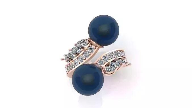 bypass pearl and marquise high jewelry ring