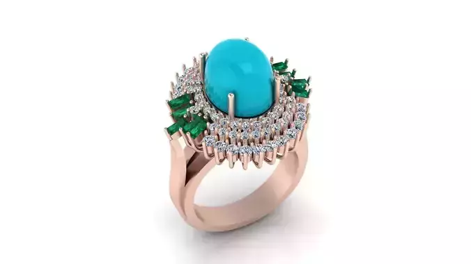 oval baguette halo high jewelry ring
