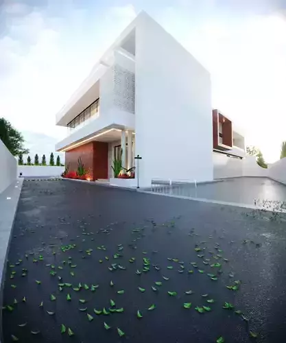 3D MODEL Two-Story Commercial Building on a Main Street Low-poly 3D model 7