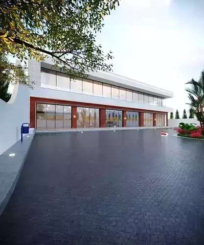 3D MODEL Two-Story Commercial Building on a Main Street Low-poly 3D model 6