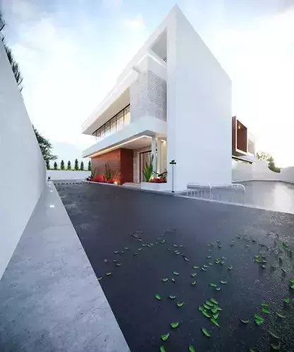 3D MODEL Two-Story Commercial Building on a Main Street Low-poly 3D model 5