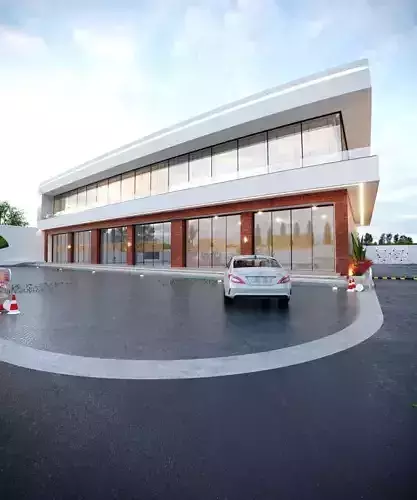3D MODEL Two-Story Commercial Building on a Main Street Low-poly 3D model 3