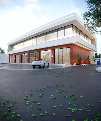 3D MODEL Two-Story Commercial Building on a Main Street Low-poly 3D model
