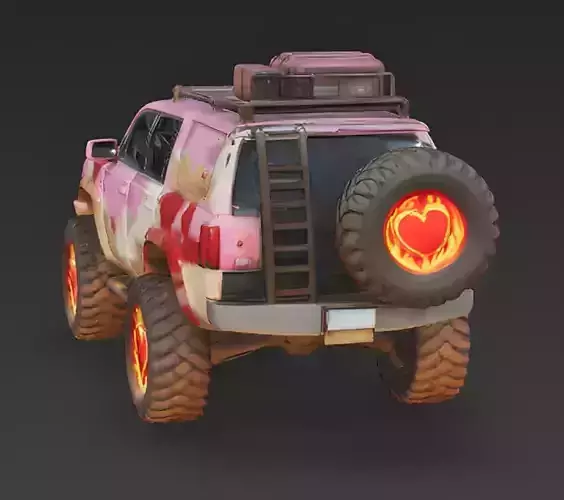 Conversation Heart Pattern SUV 3D Model Low-poly 3D model 4