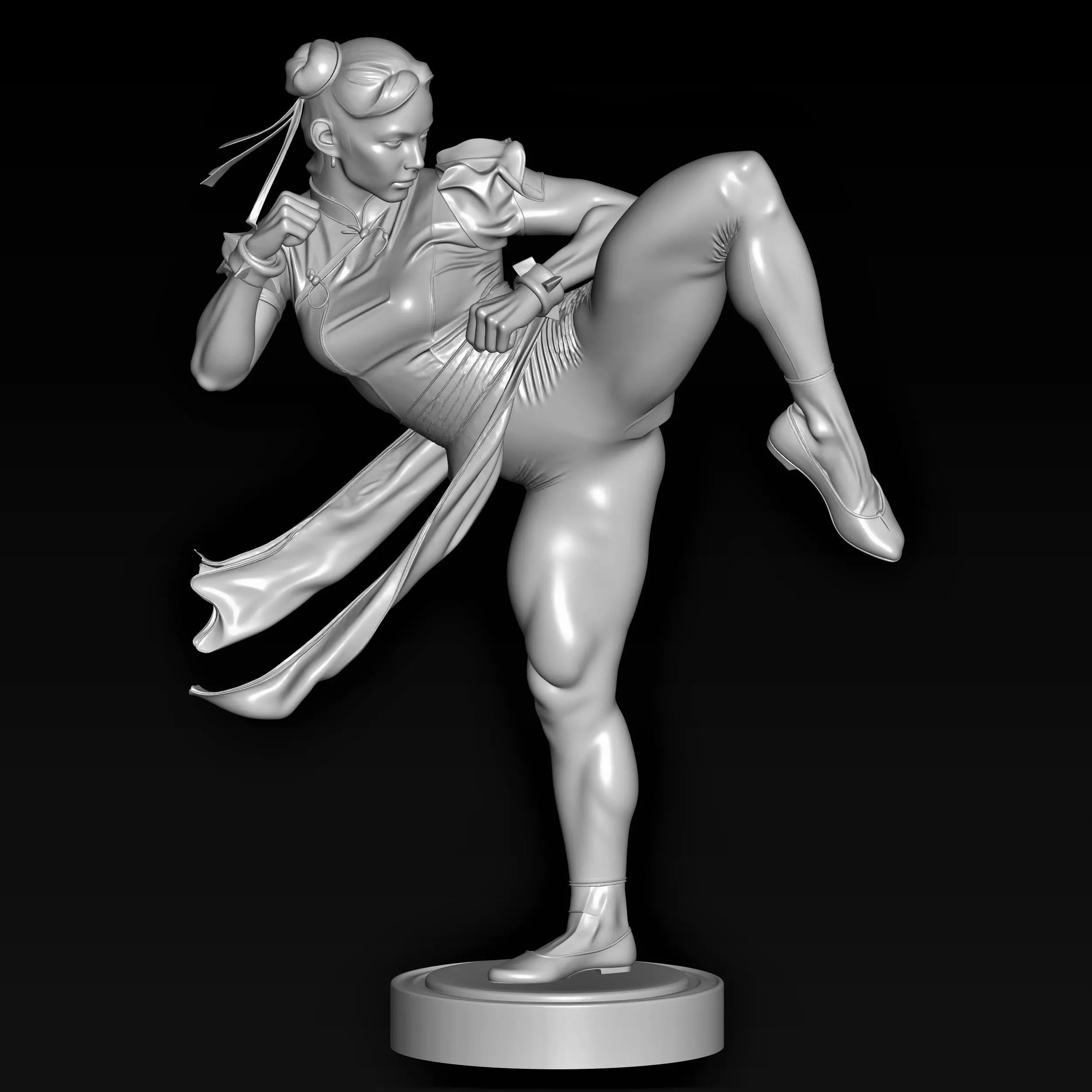 kunfu action lady 3D print model