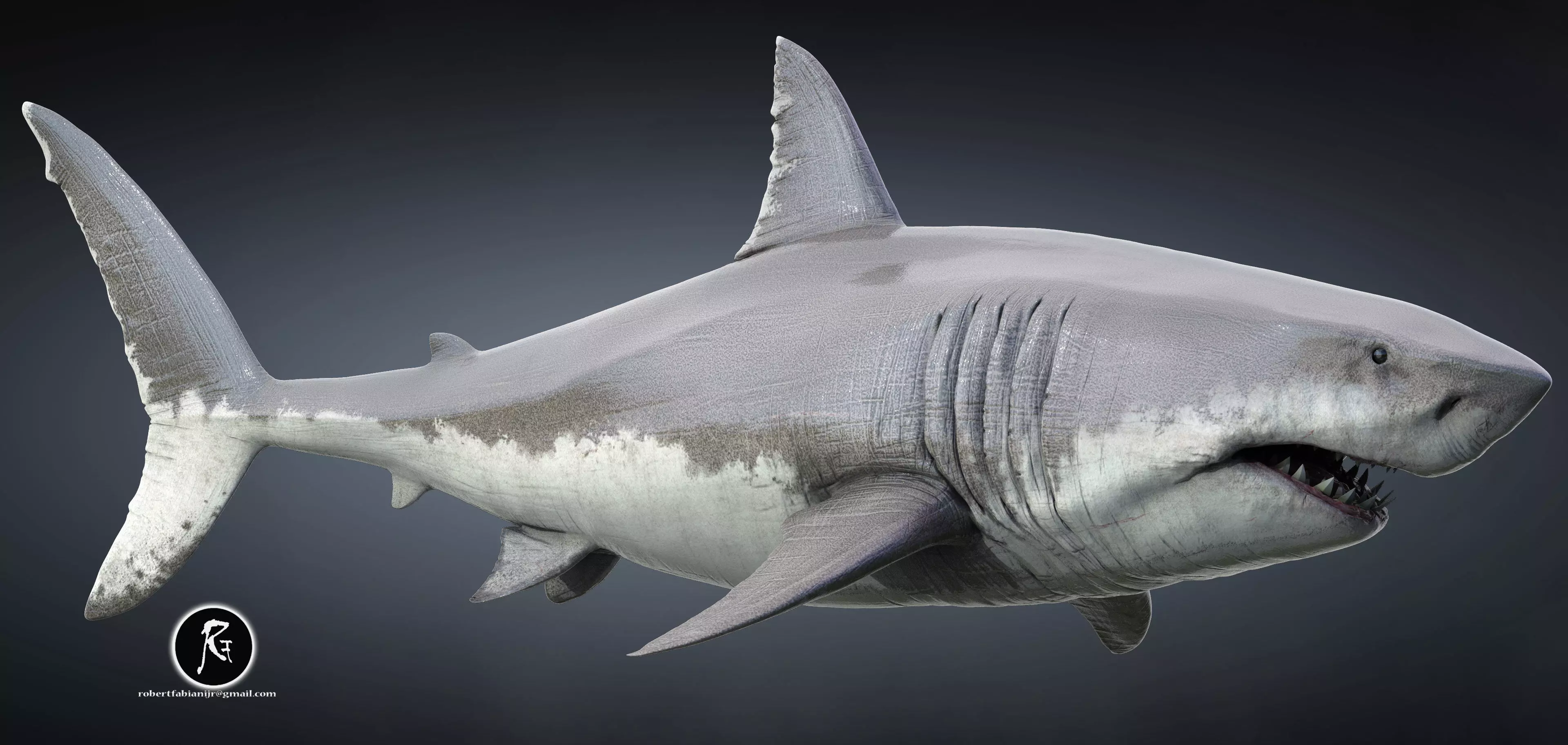 Great White Shark Low-poly 3D model