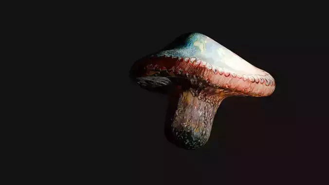 Growing Glowing Alien Mushroom Low-poly 3D model 3