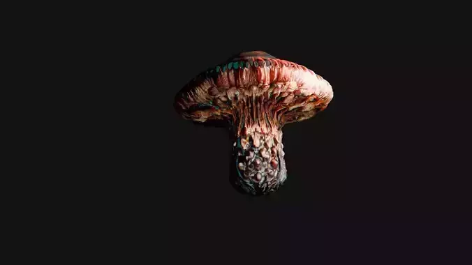 Growing Glowing Alien Mushroom Low-poly 3D model 4
